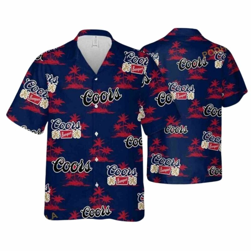 Coors Banquet Beer Coconut Island Pattern Hawaiian Shirt