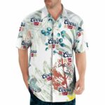 Coors Banquet Beer Floral Palm Leaves Hawaiian Shirt Front 1