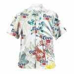 Coors Banquet Beer Floral Palm Leaves Hawaiian Shirt Front