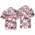 Coors Banquet Beer Flower Pattern Hawaiian Shirt
