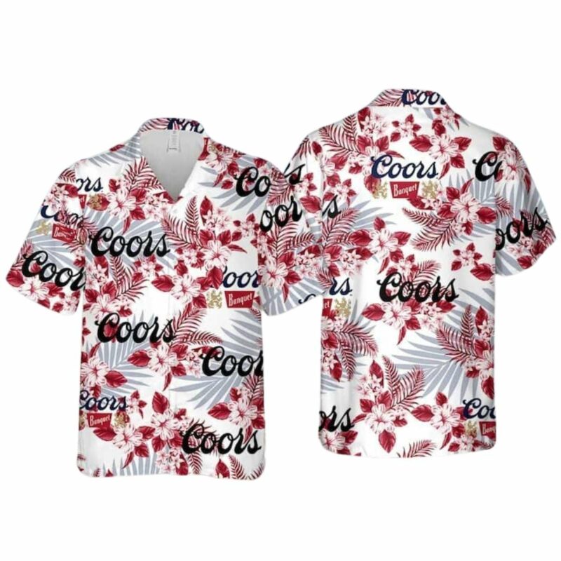 Coors Banquet Beer Flower Pattern Hawaiian Shirt