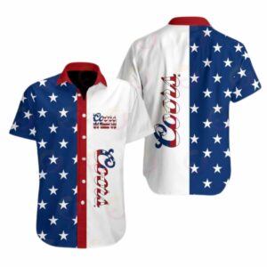 Coors Banquet Black And Blue With Flag Hawaiian Shirt