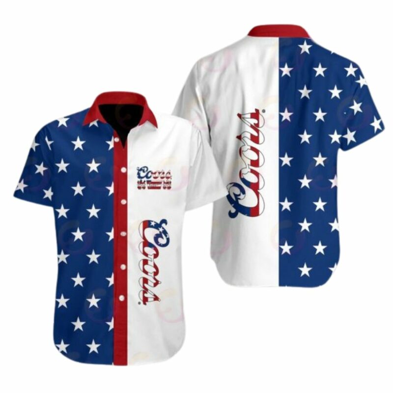 Coors Banquet Black And Blue With Flag Hawaiian Shirt