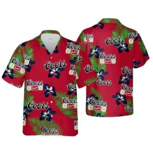 Coors Banquet Hibiscus Flower Red Pattern Hawaiian Shirt