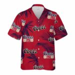 Coors Banquet Palm Leaves Red Pattern Hawaiian Shirt Front 1