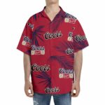 Coors Banquet Palm Leaves Red Pattern Hawaiian Shirt Front