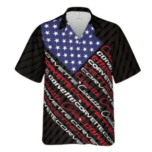 Corvette C1 C6 Hibiscus US Flag Hawaiian Shirt