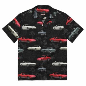 Corvette C2 Black Pattern Hawaiian Shirt