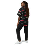 Corvette C2 Black Pattern Hawaiian Shirt Back 1