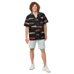 Corvette C2 Black Pattern Hawaiian Shirt Front