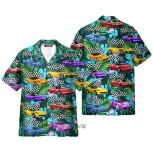 Corvette Car Colorful Tropical Hawaiian Shirt