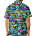 Corvette Car Colorful Tropical Hawaiian Shirt Back