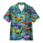 Corvette Car Colorful Tropical Hawaiian Shirt Front