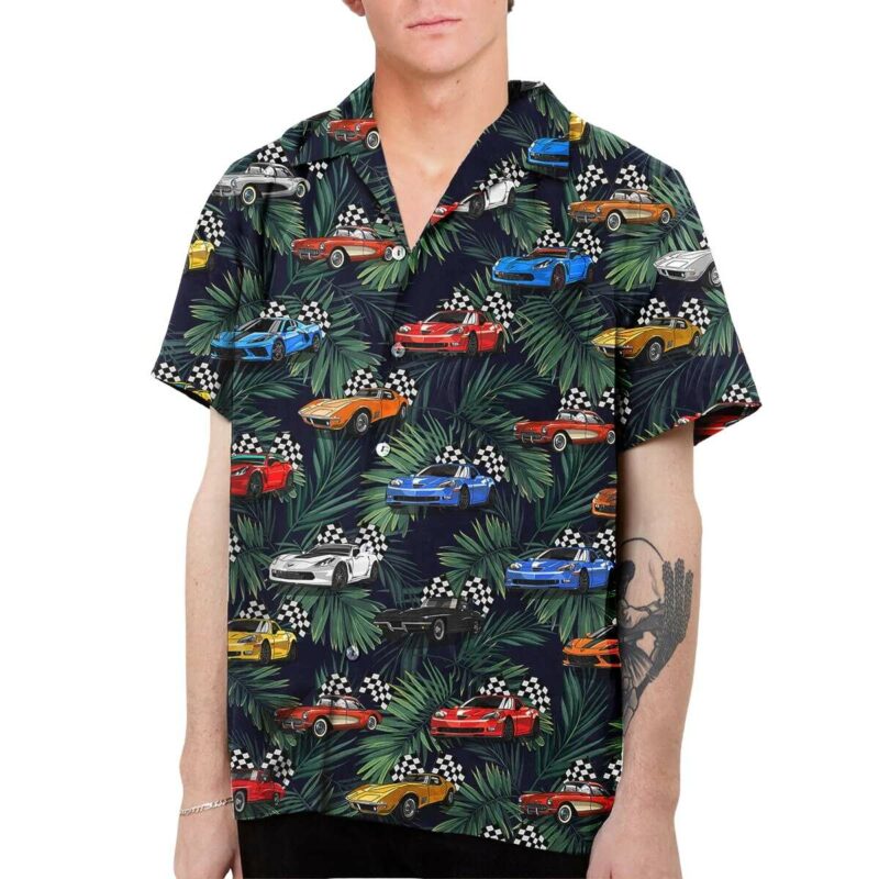 Corvette Collection Palm Leaves Hawaiian Shirt