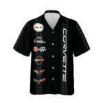 Corvette Generations Black Pattern Hawaiian Shirt