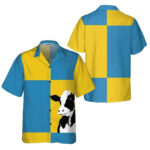 Cow On Yellow And Blue Background Hawaiian Shirt