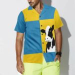 Cow On Yellow And Blue Background Hawaiian Shirt Front 1
