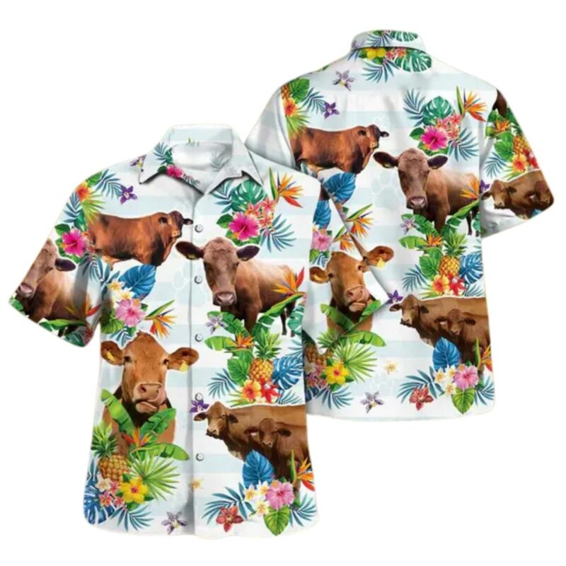 Cow Plants Pineapple Funny Hawaiian Shirt