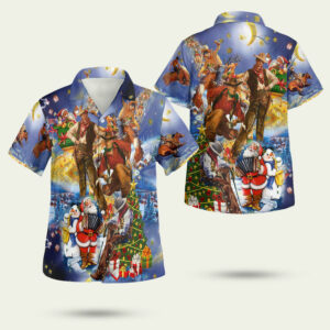 Cowboy happy and christmas hawaiian shirt 1