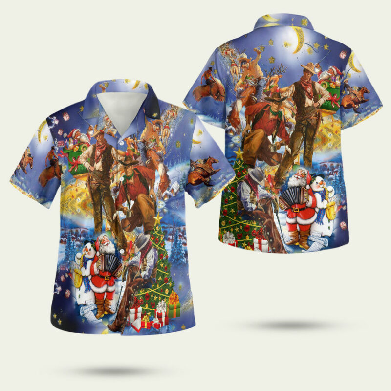 Cowboy Happy And Christmas Hawaiian Shirt 1