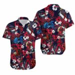 Cute Deadpool Hibiscus Red Pattern Hawaiian Shirt