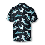 Cute Hammerhead Shark and Blue Dot Pattern Shark Hawaiian Shirt Back