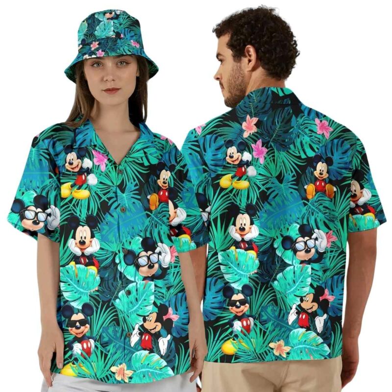 Cute Mickey Mouse Wear Sunglass Pattern Tropical Summer Hawaiian Shirt