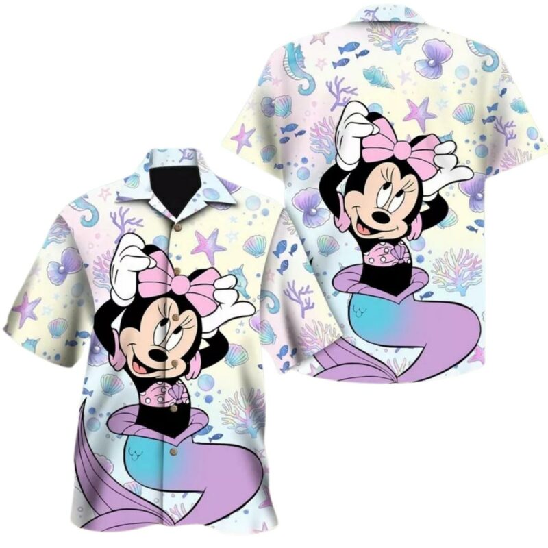 Cute Minnie Mouse Cosplay The Little Mermaid Summer Beach Hawaiian Shirt
