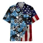 Cycling Tropical Usa Flag Hawaiian Shirt