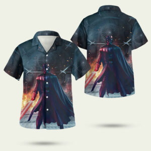 Darth vader in battle star wars hawaiian shirt