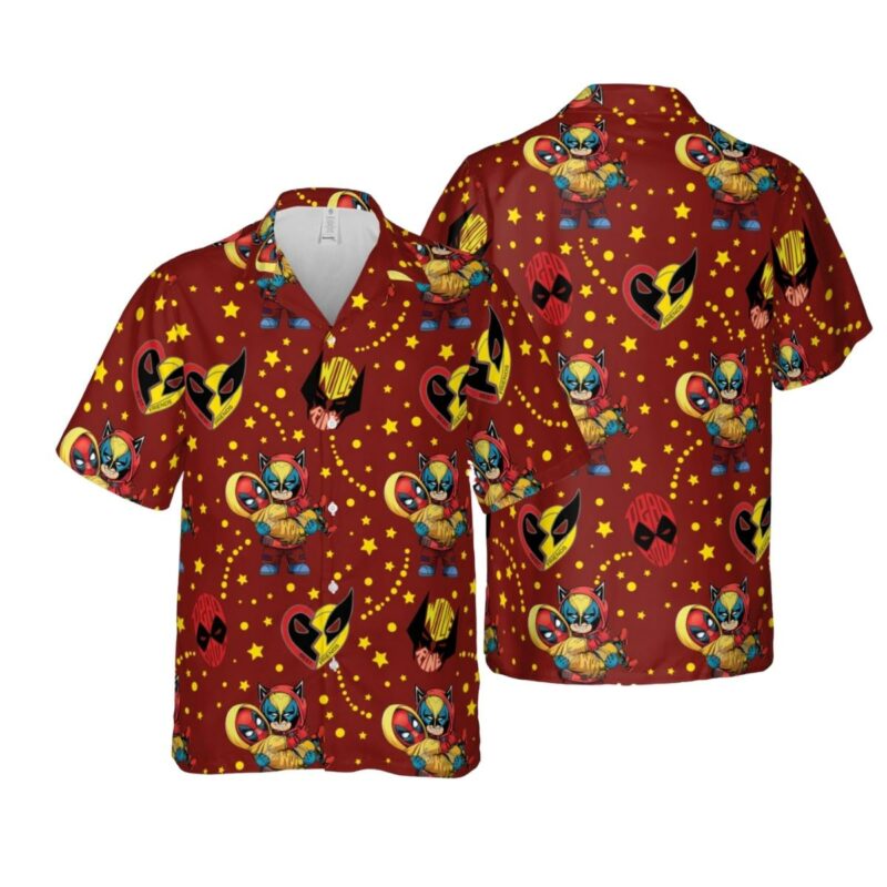 Deadpool And Wolverine Red Pattern Hawaiian Shirt