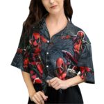 Deadpool Avengers Tropical Leaves Hawaiian Shirt Front