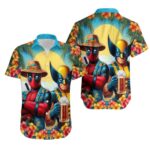 Deadpool Wolverine And Beers Floral Hawaiian Shirt