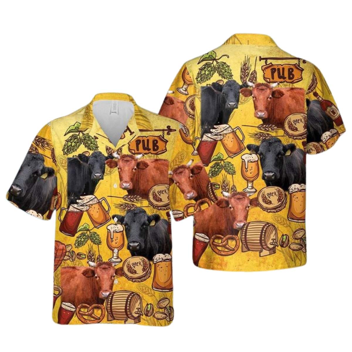Dexter Cattle Drink Beer Pattern Hawaiian Shirt