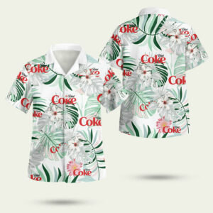 Diet coke company logo tropical leaf hawaiian shirt