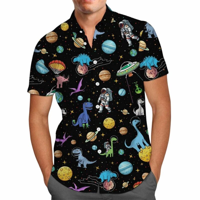 Dinosaur And Alien Hawaiian Shirt
