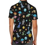 Dinosaur And Alien Hawaiian Shirt Back