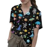 Dinosaur And Alien Hawaiian Shirt Front 1