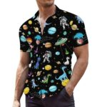 Dinosaur And Alien Hawaiian Shirt Front 2