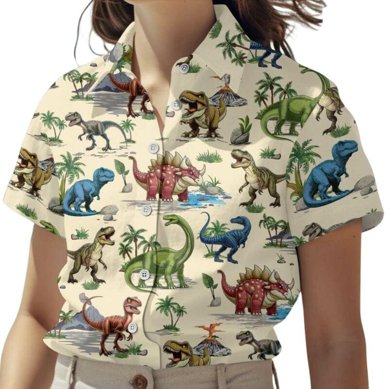 Dinosaur Lover Coconuts Island Funny Hawaiian Shirt