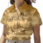 Dinosaur Prehistoric Vintage Hawaiian Shirt Front