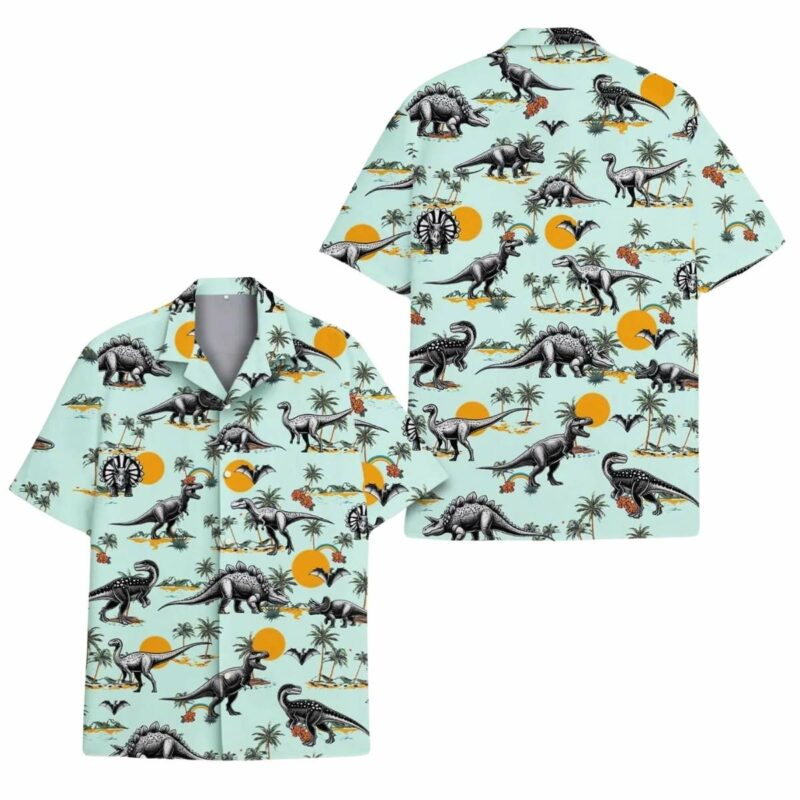 Dinosaur Summer Vibrant Tropical Dino Hawaiian Shirt