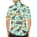 Dinosaur Summer Vibrant Tropical Dino Hawaiian Shirt Back(1)