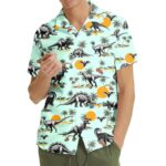 Dinosaur Summer Vibrant Tropical Dino Hawaiian Shirt Front 1