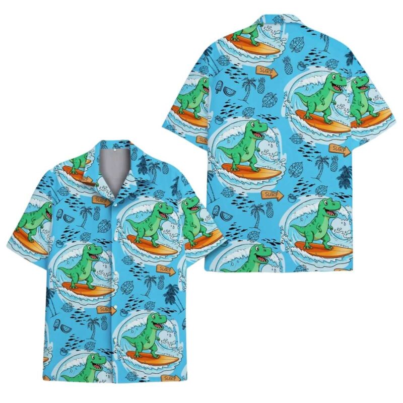 Dinosaur Surfing Hawaiian Shirt