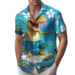 Dinosaur T rex Surfing Hawaiian Shirt