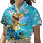 Dinosaur T rex Surfing Hawaiian Shirt Front