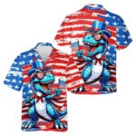 Dinosaur US Flag Hawaiian Shirt