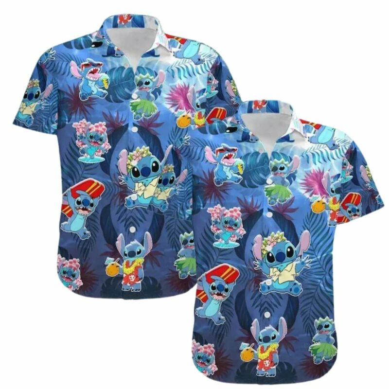 Disney Cute Stitch Tropical Summer Beach Hawaiian Shirt
