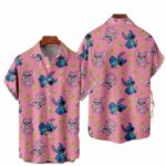 Disney Lilo And Stitch Pattern Pink Tropical Hawaiian Shirt